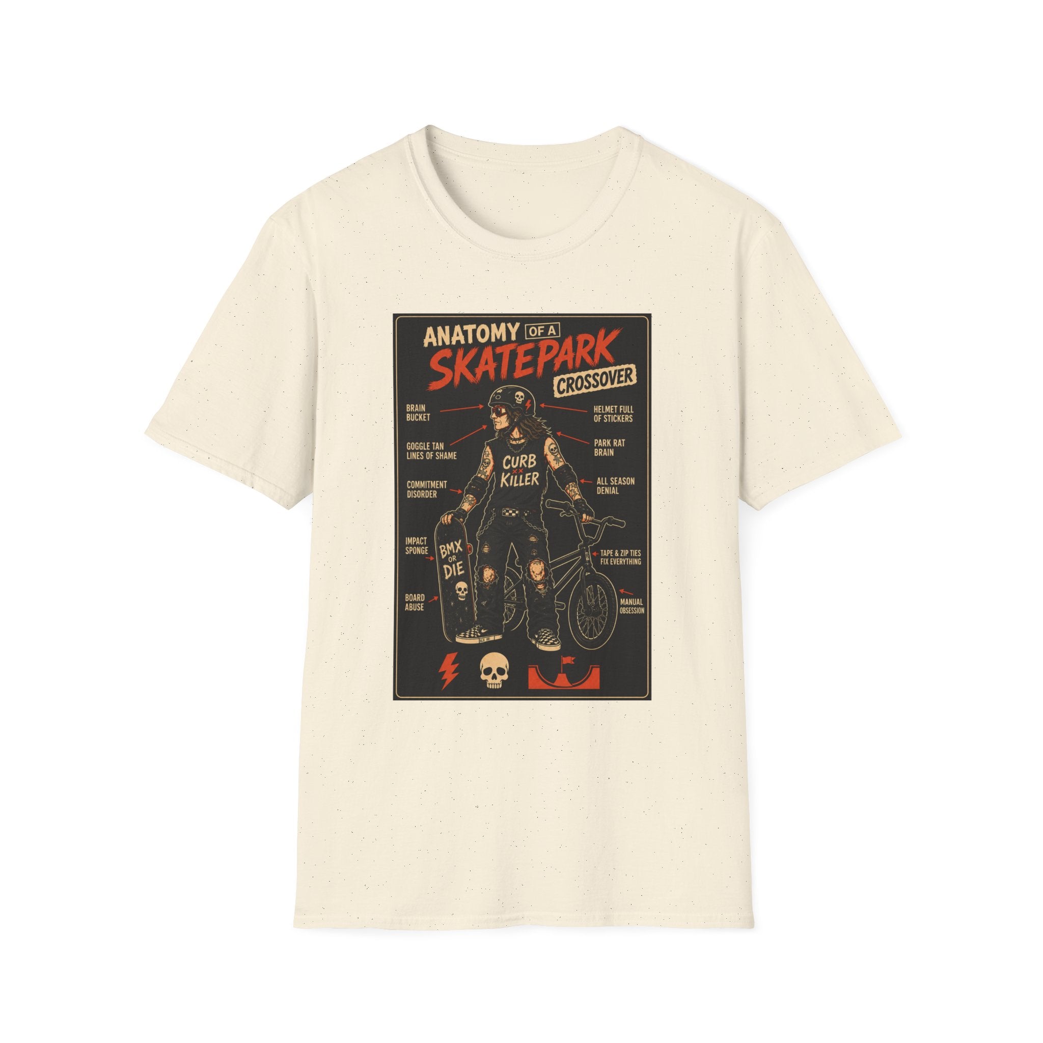 Anatomy of a Skatepark Crossover T-Shirt