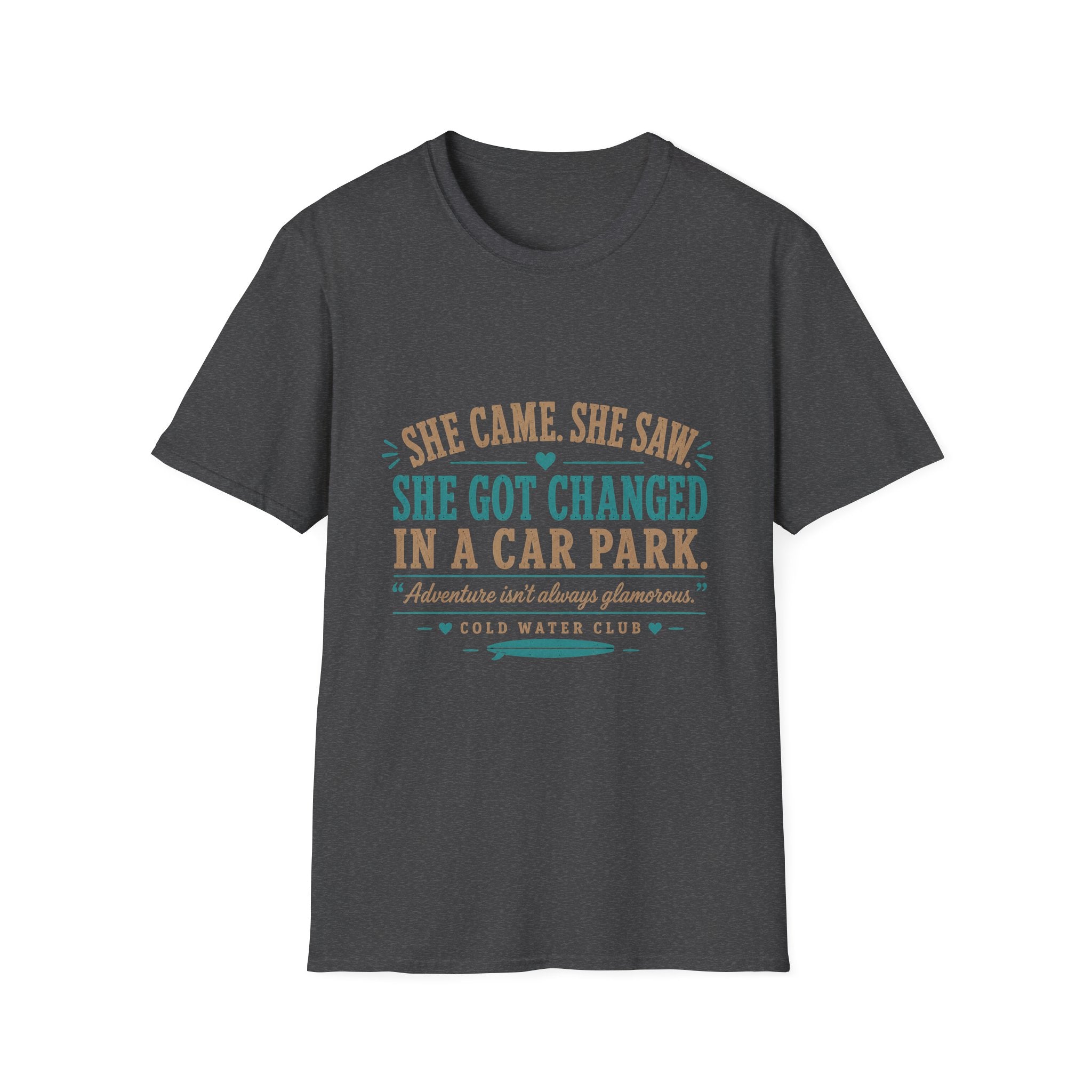 She came, she saw, she got changed in a car park, cold water surf T-Shirt