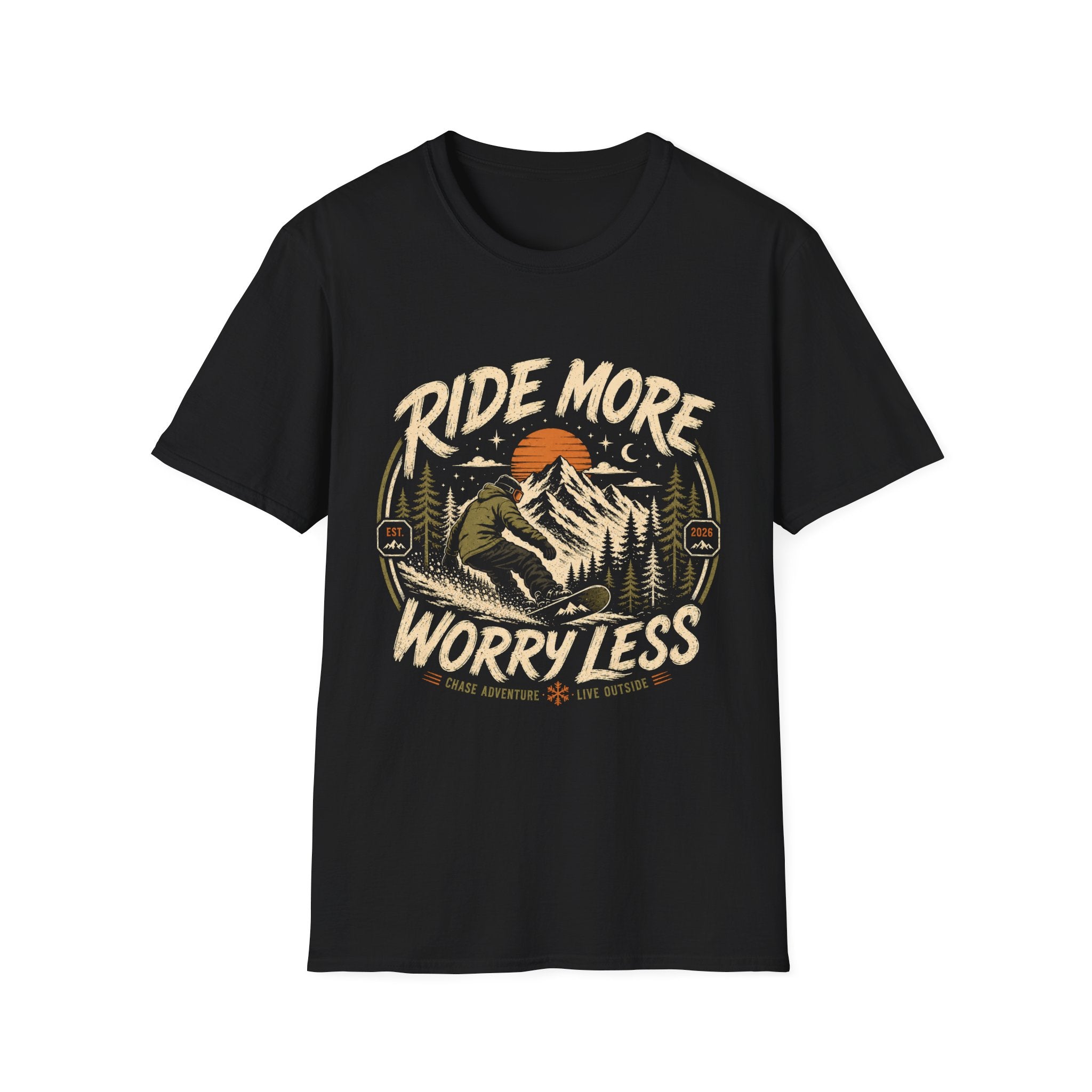Ride More Worry Less Snowboard T-Shirt