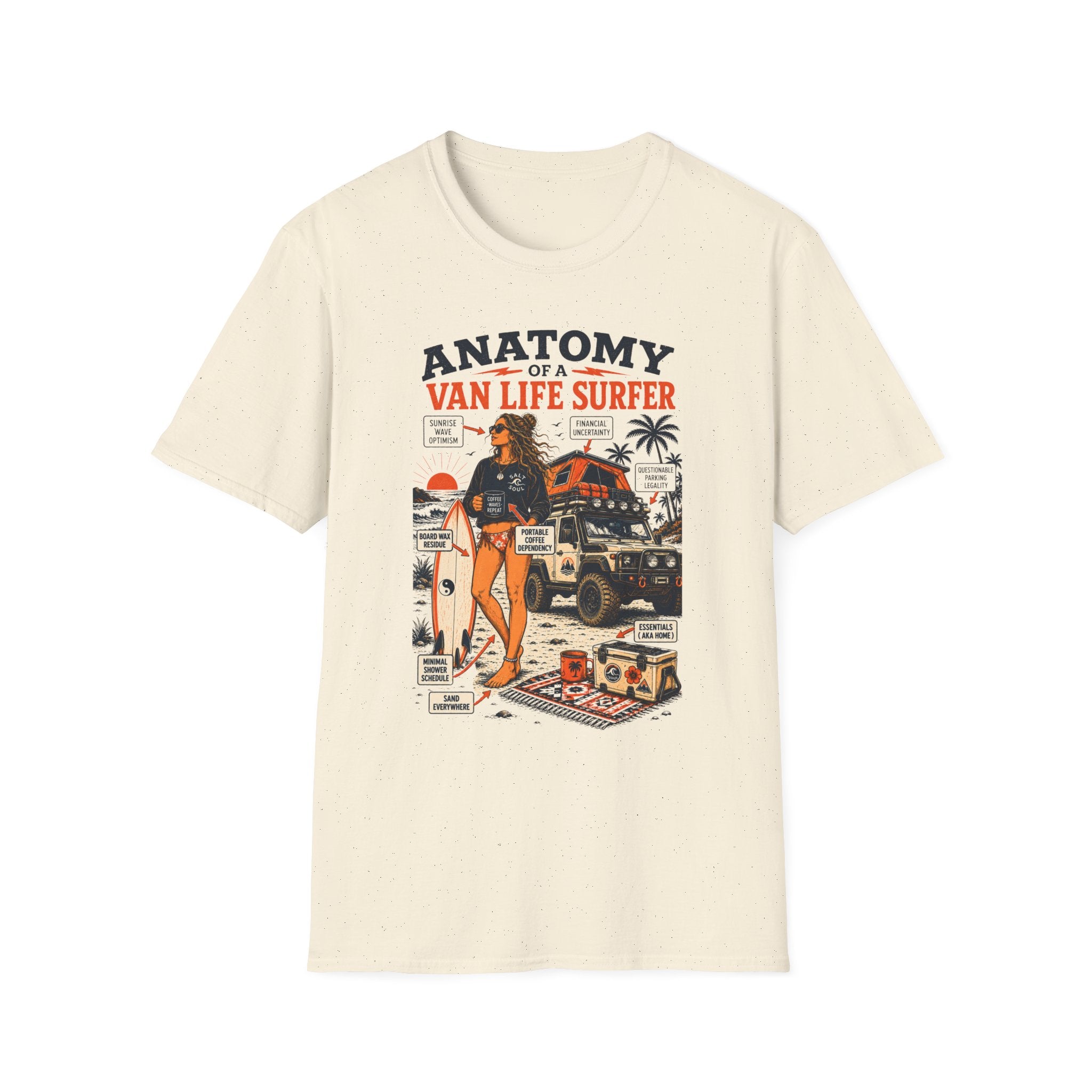 Anatomy of a Female Van Life Surfer T-Shirt