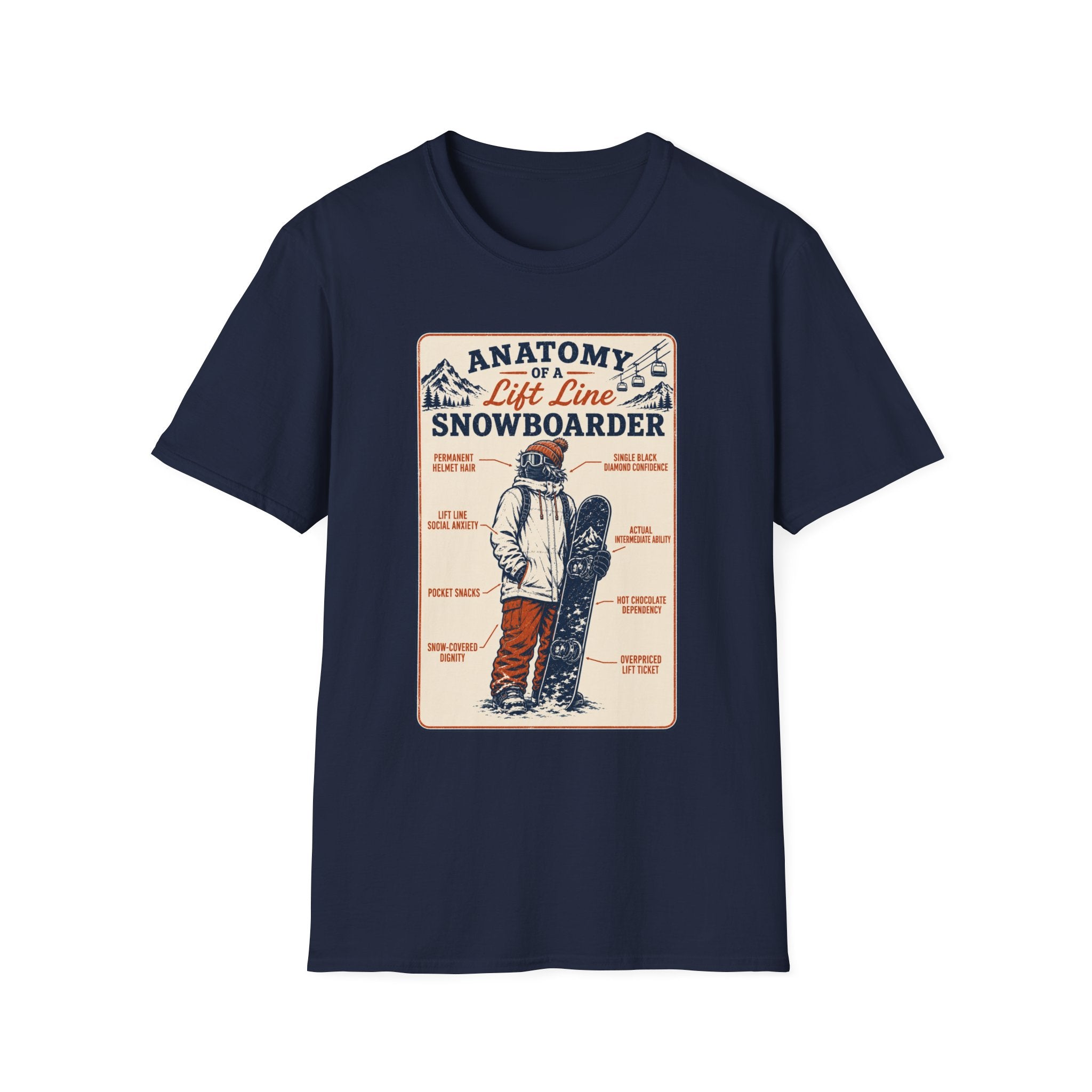 Anatomy of a Lift Line Snowboarder T-Shirt