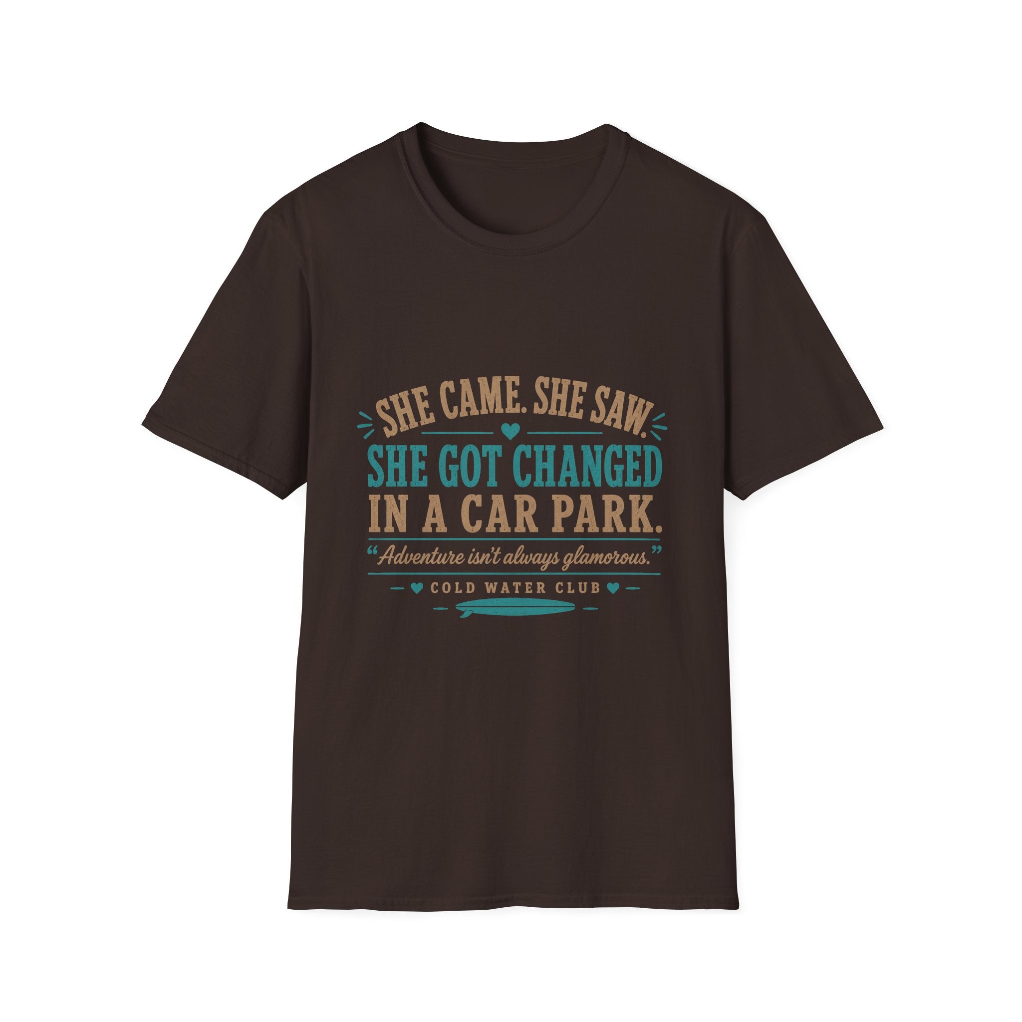 She came, she saw, she got changed in a car park, cold water surf T-Shirt