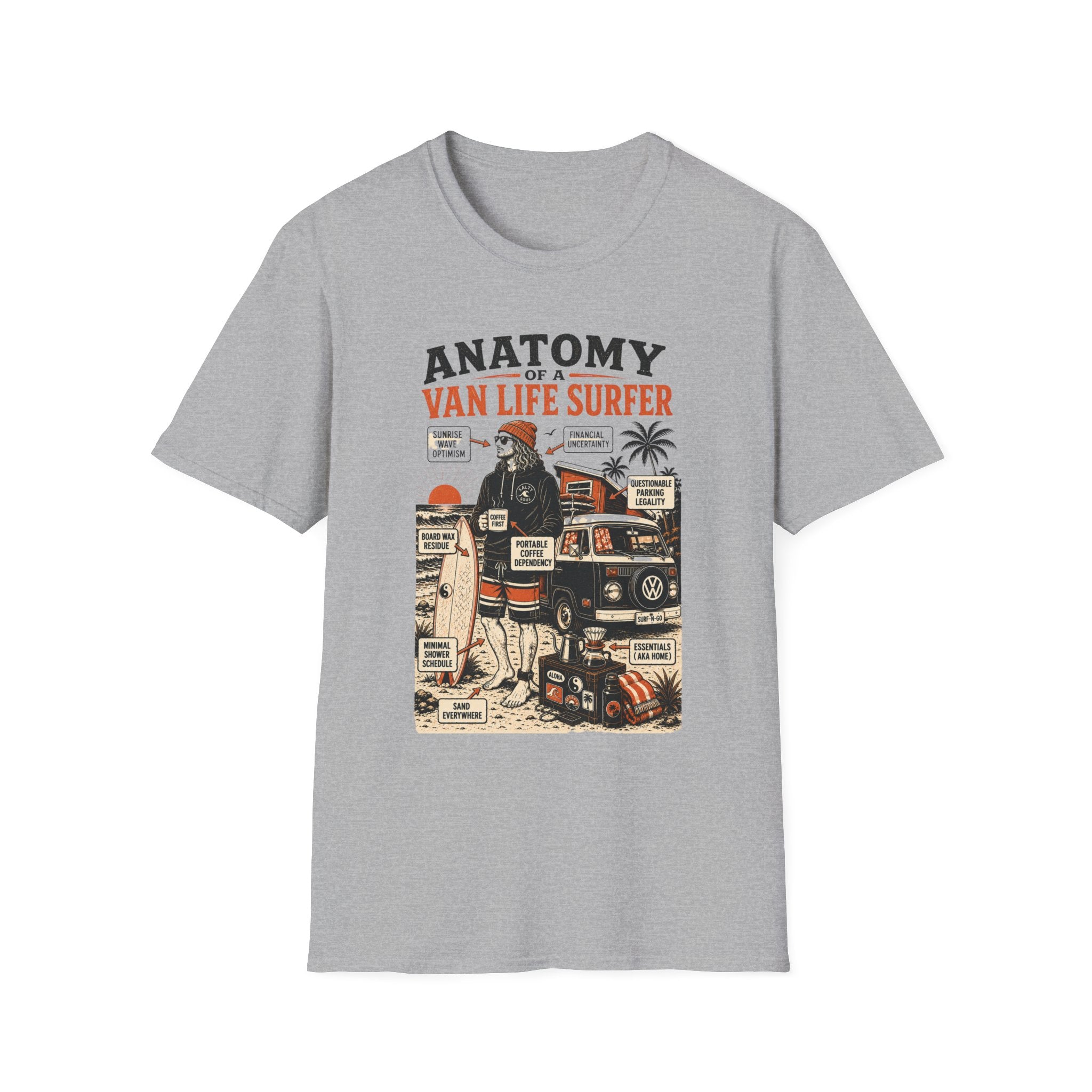 Anatomy of a Van Life Surfer T-Shirt