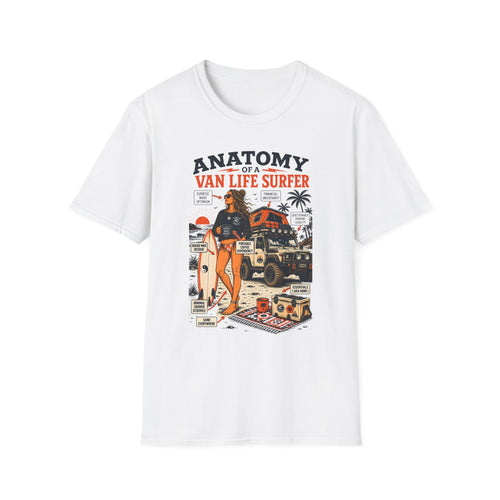 Anatomy of a Female Van Life Surfer T-Shirt