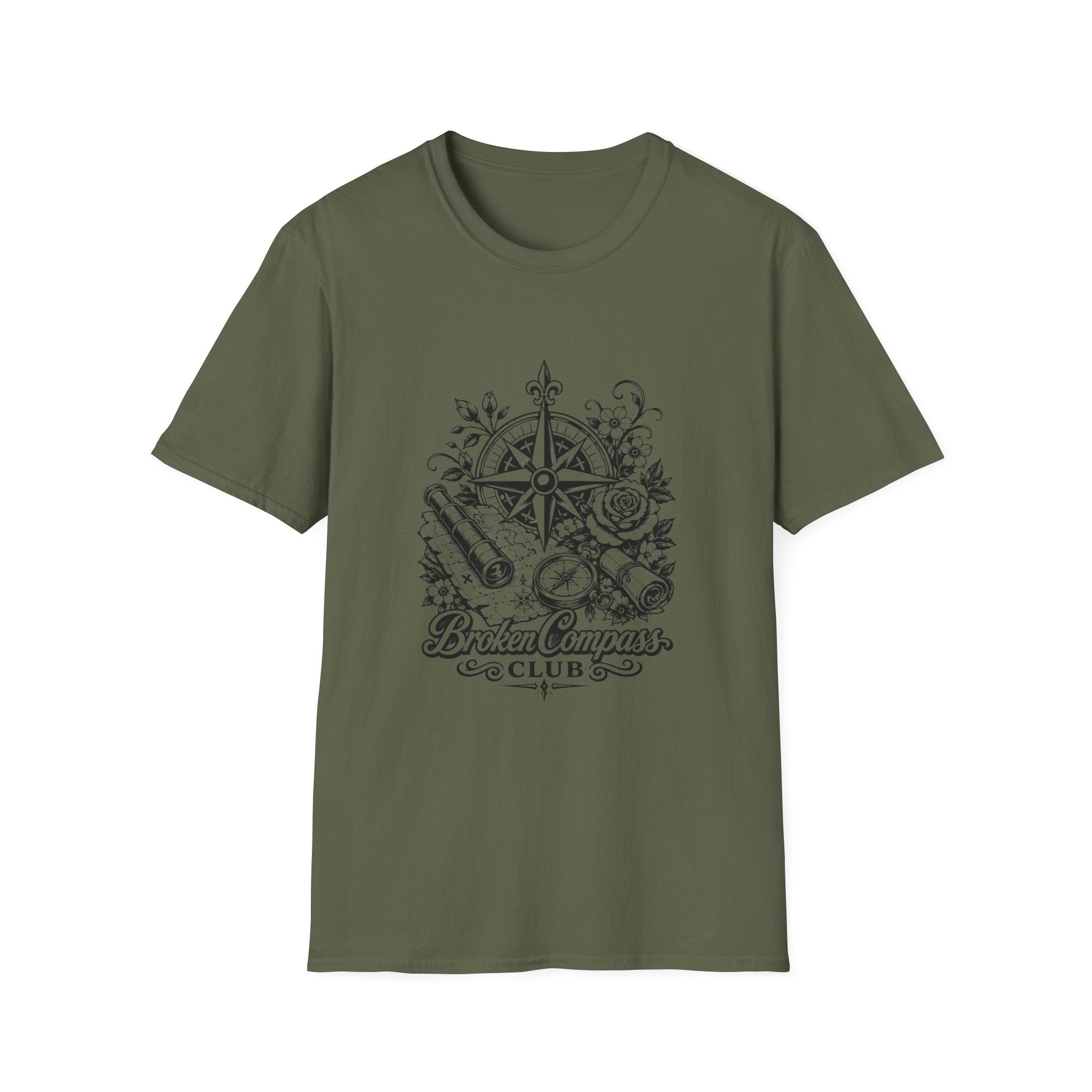 Broken Compass Club Tattoo Style T-Shirt