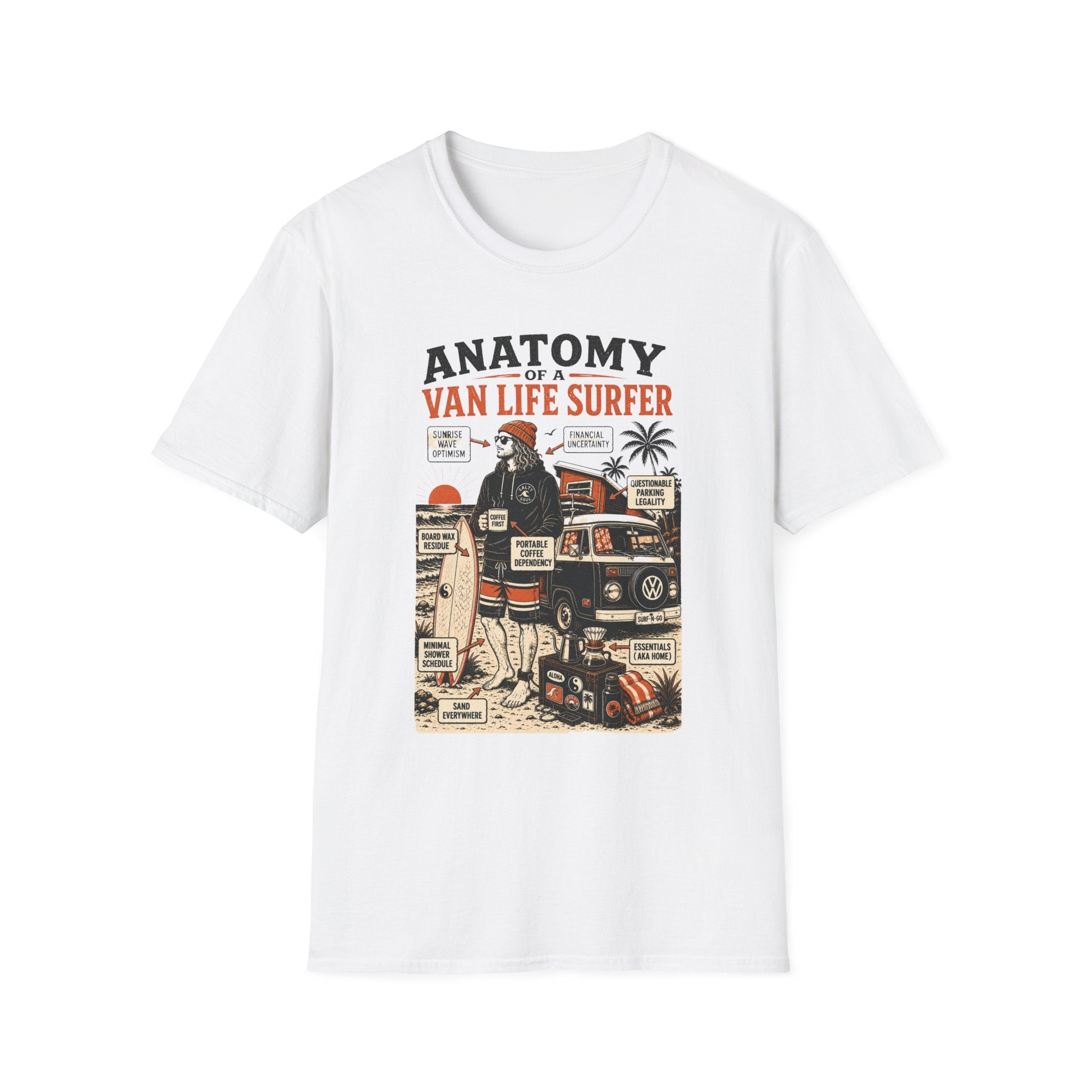 Anatomy of a Van Life Surfer T-Shirt