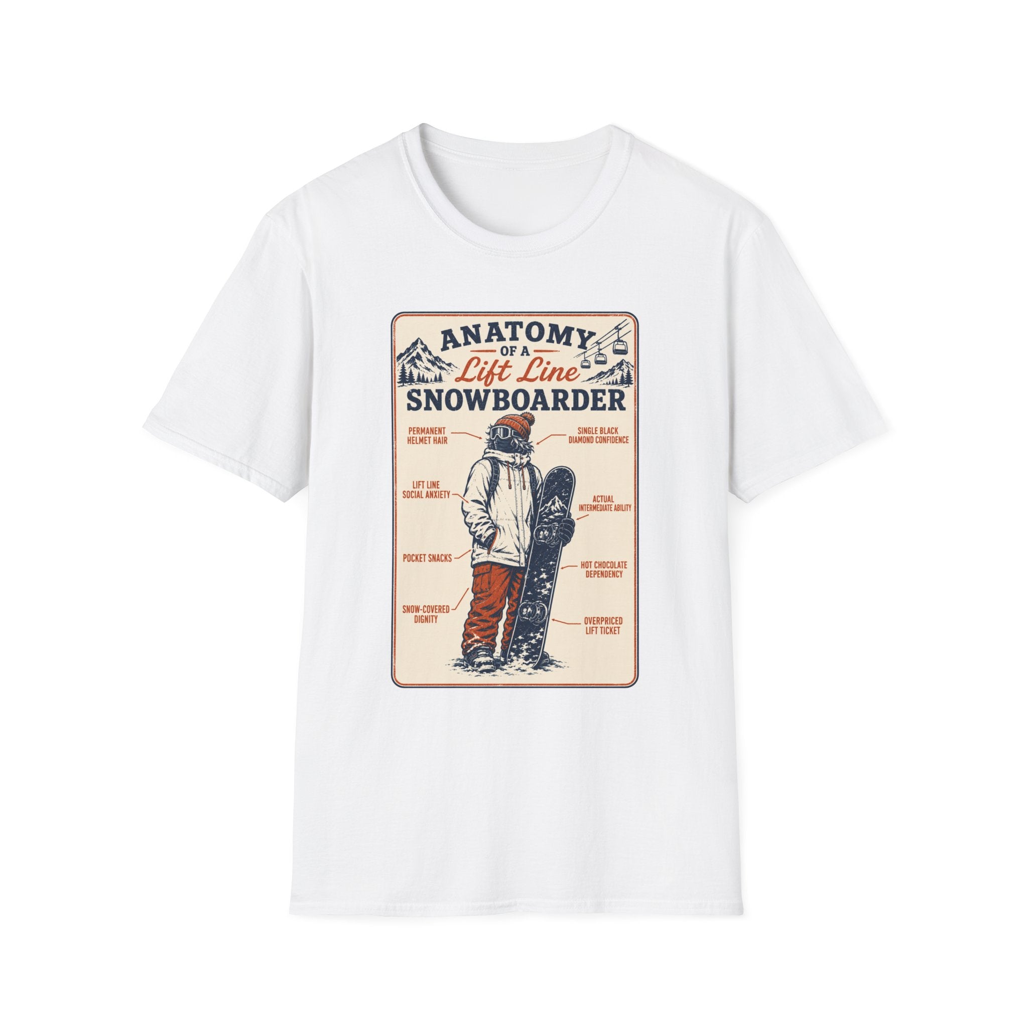 Anatomy of a Lift Line Snowboarder T-Shirt