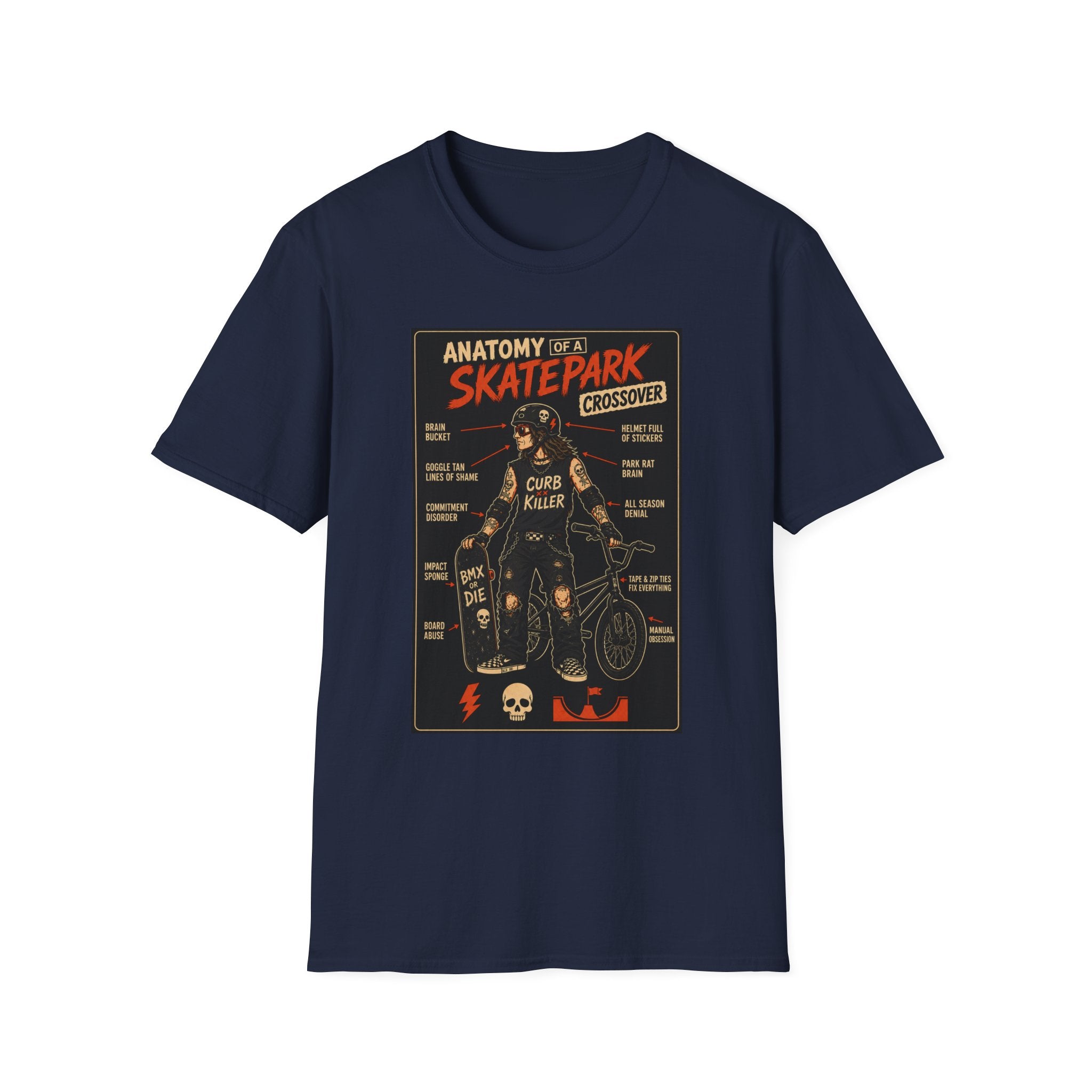 Anatomy of a Skatepark Crossover T-Shirt