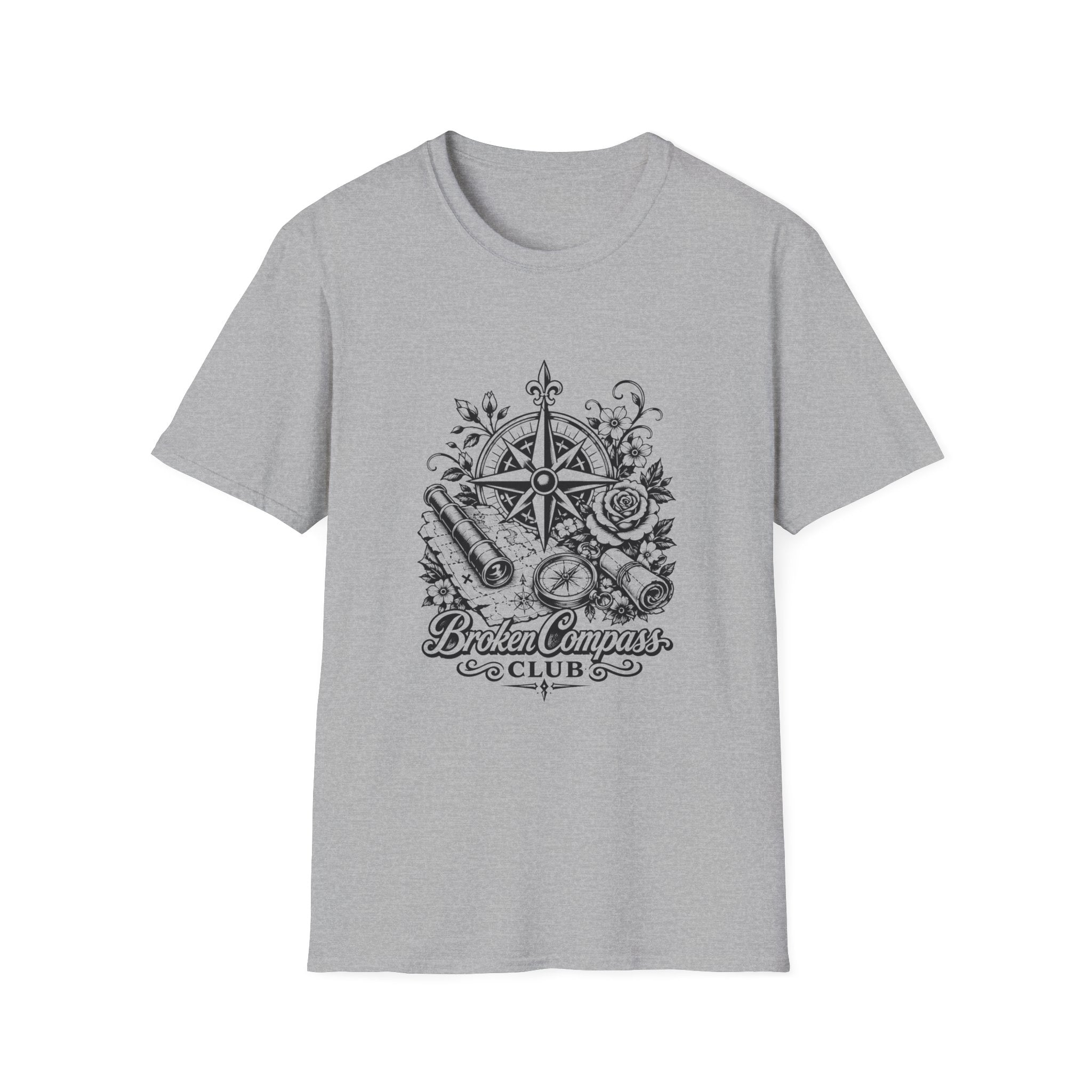 Broken Compass Club Tattoo Style T-Shirt