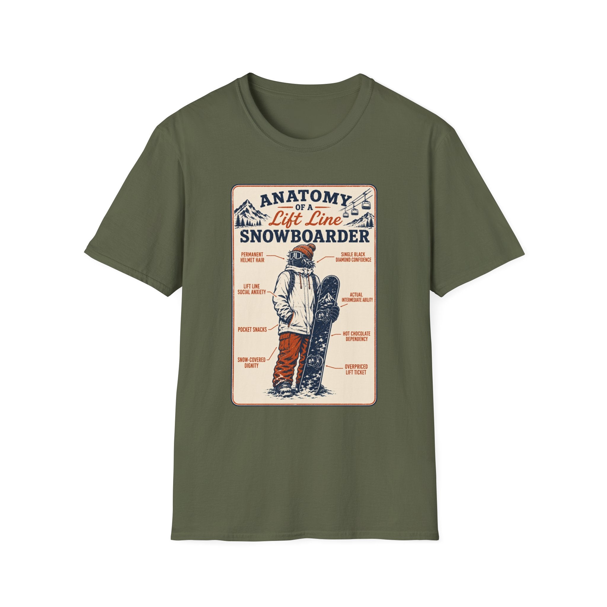 Anatomy of a Lift Line Snowboarder T-Shirt