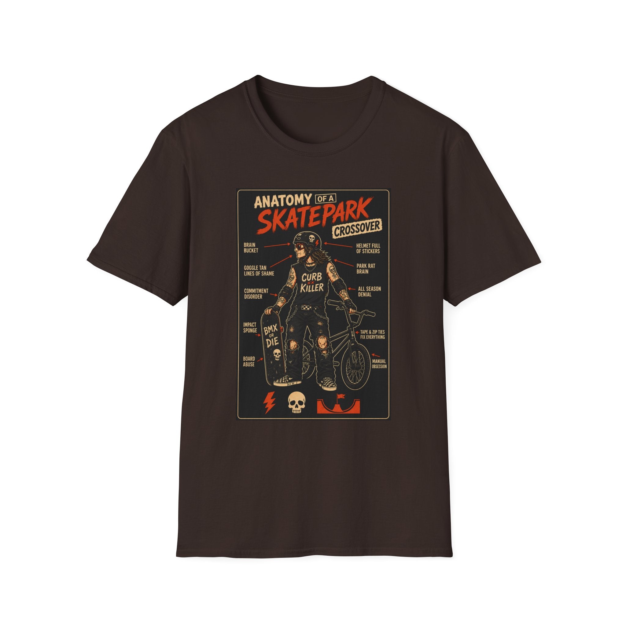 Anatomy of a Skatepark Crossover T-Shirt