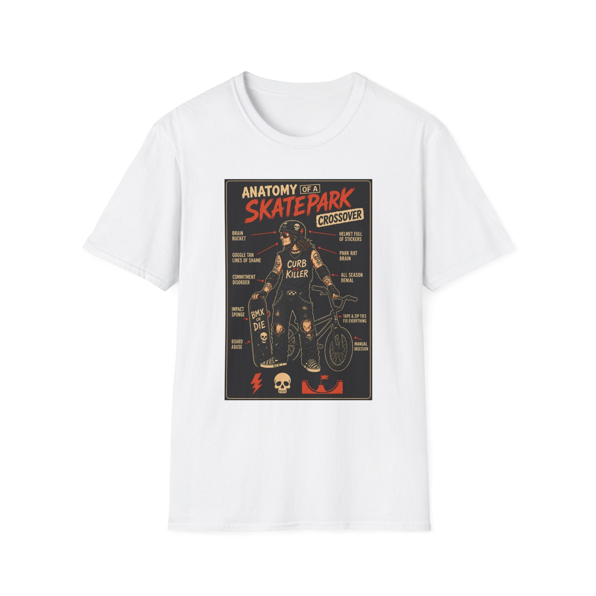 Anatomy of a Skatepark Crossover T-Shirt