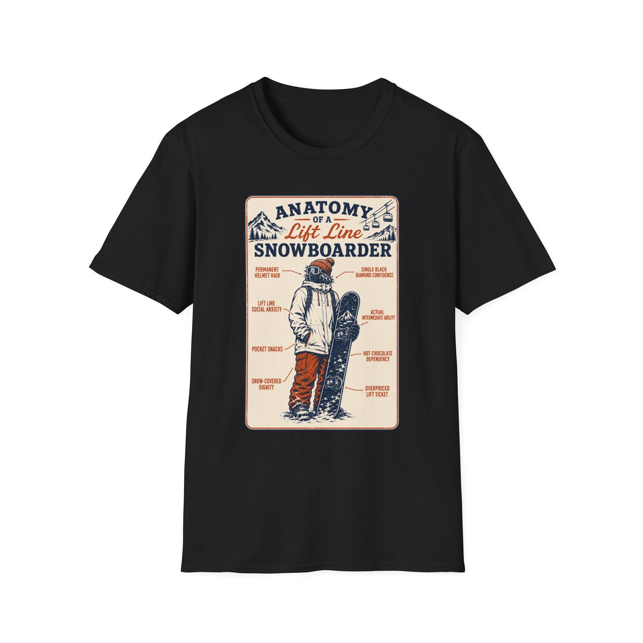 Anatomy of a Lift Line Snowboarder T-Shirt