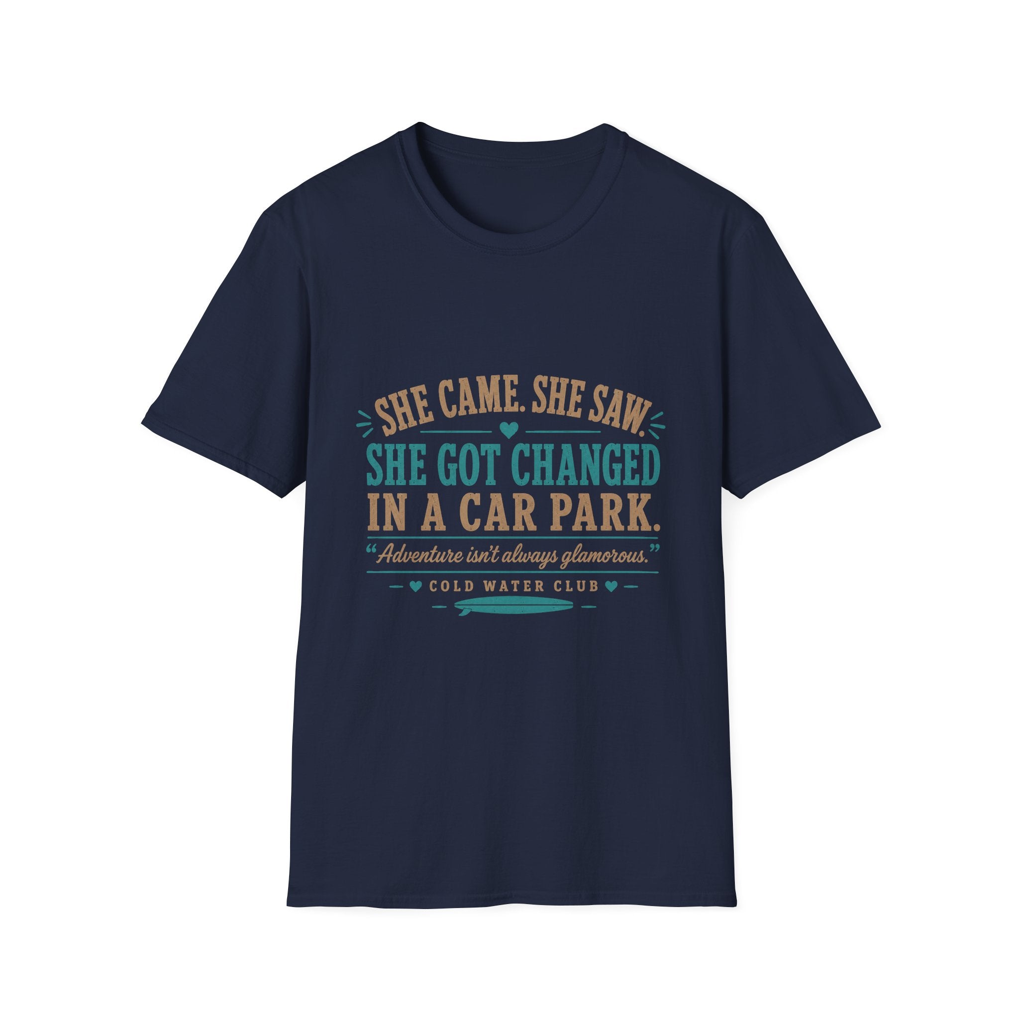 She came, she saw, she got changed in a car park, cold water surf T-Shirt