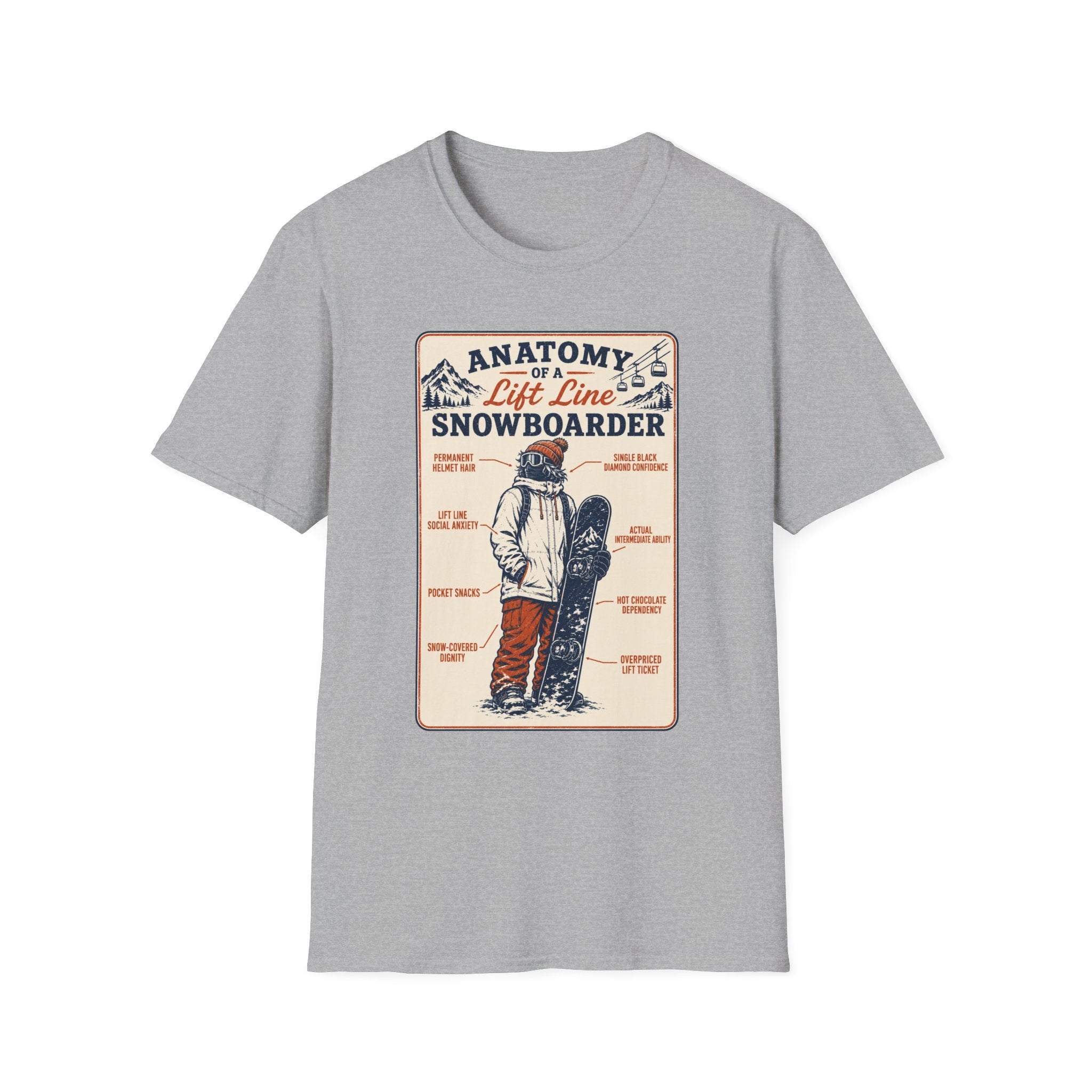 Anatomy of a Lift Line Snowboarder T-Shirt