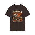 Surfing Through Spooky Season, Vintage Skeleton Halloween Surf Tee
