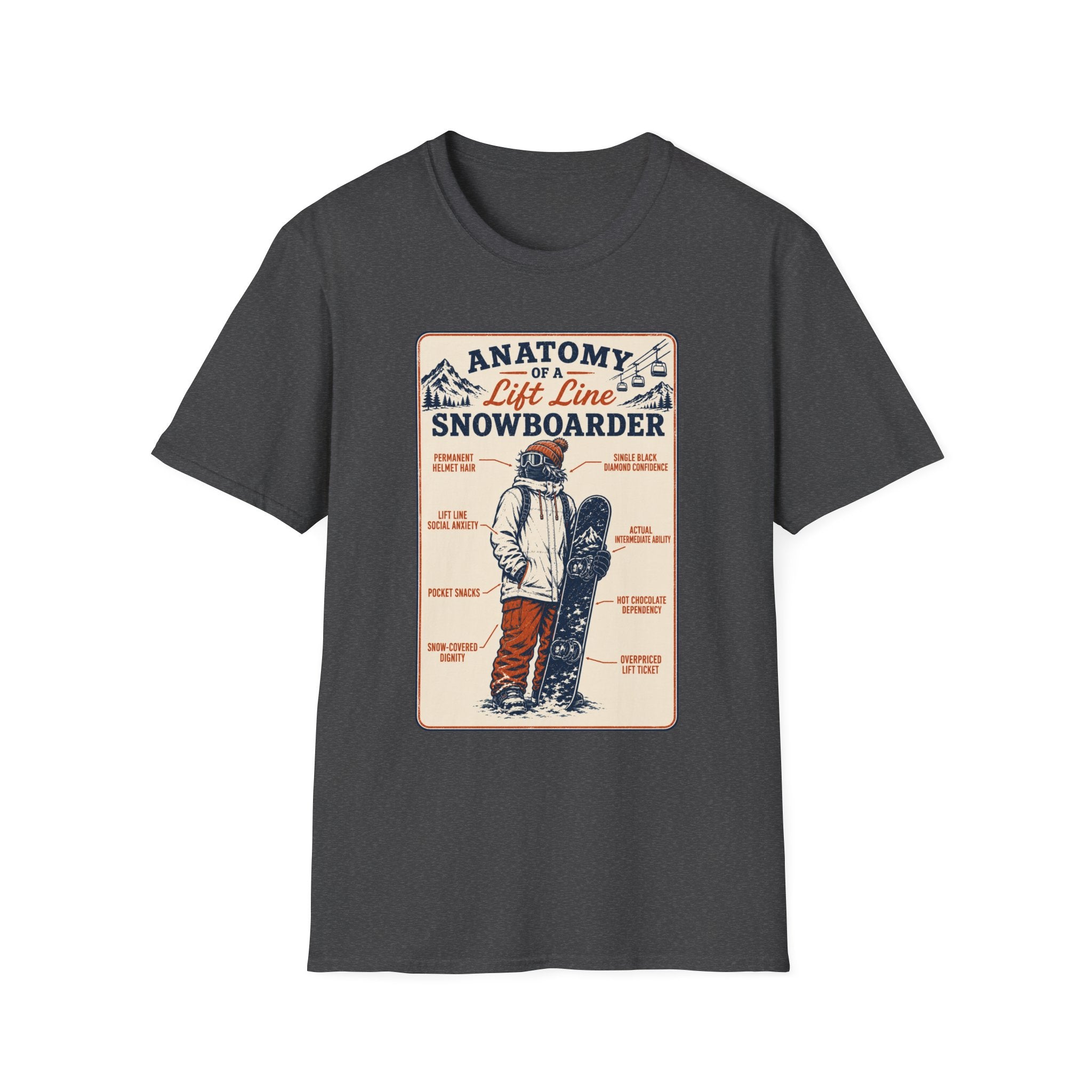 Anatomy of a Lift Line Snowboarder T-Shirt