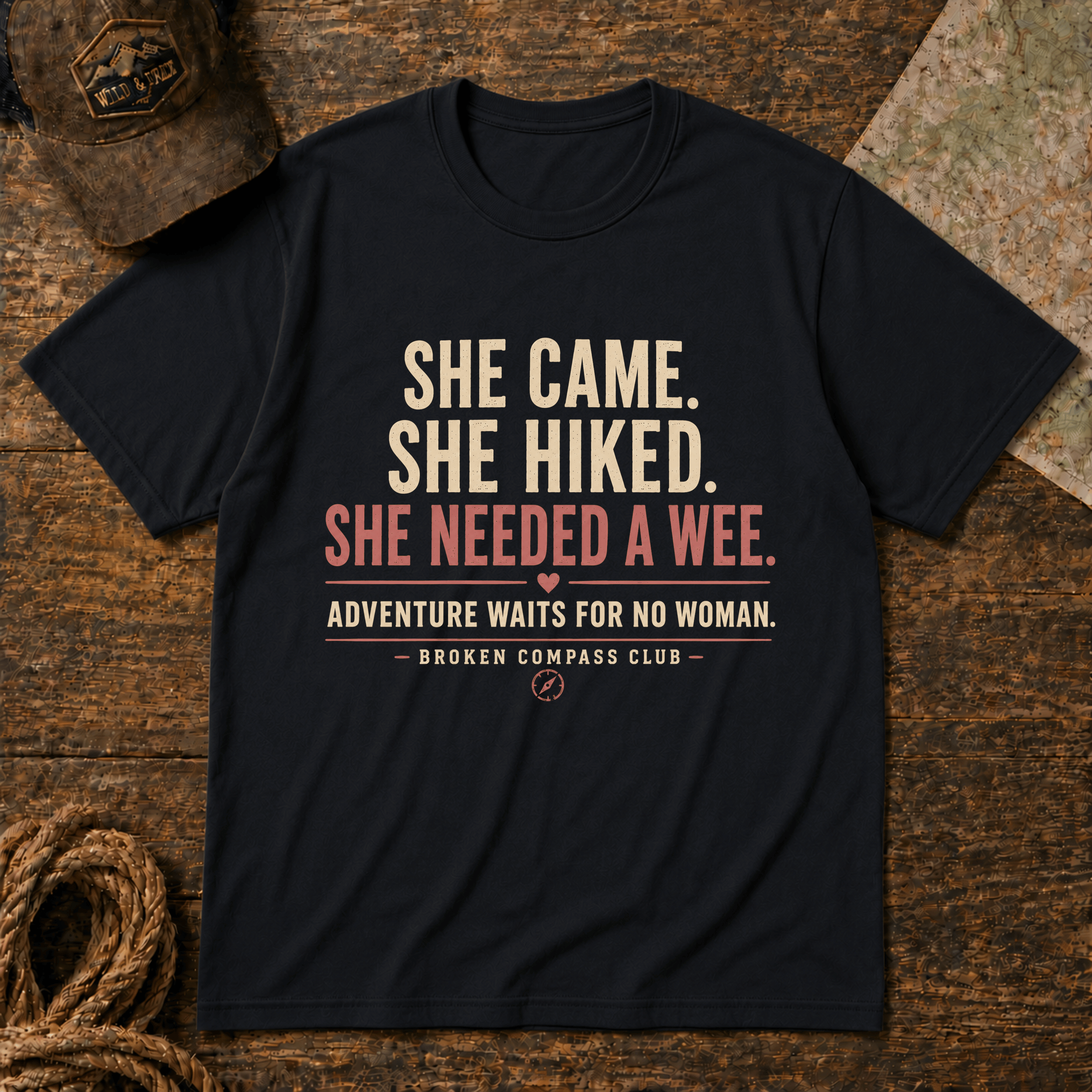 She came, she hiked, she needed a wee Adventure T-Shirt
