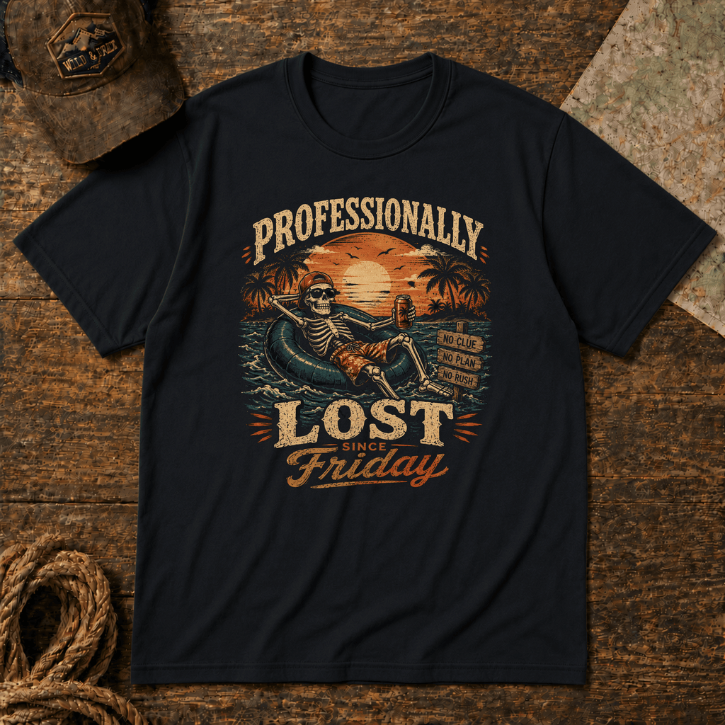 Professionally Lost Since Friday – Vintage Skeleton Graphic Tee