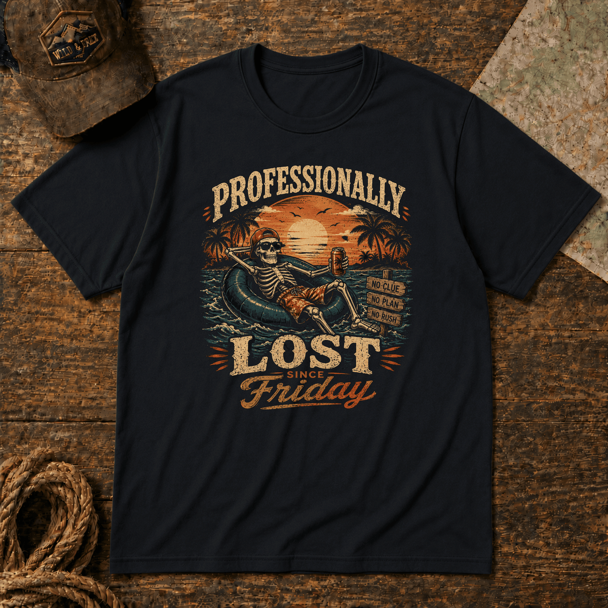 Professionally Lost Since Friday – Vintage Skeleton Graphic Tee