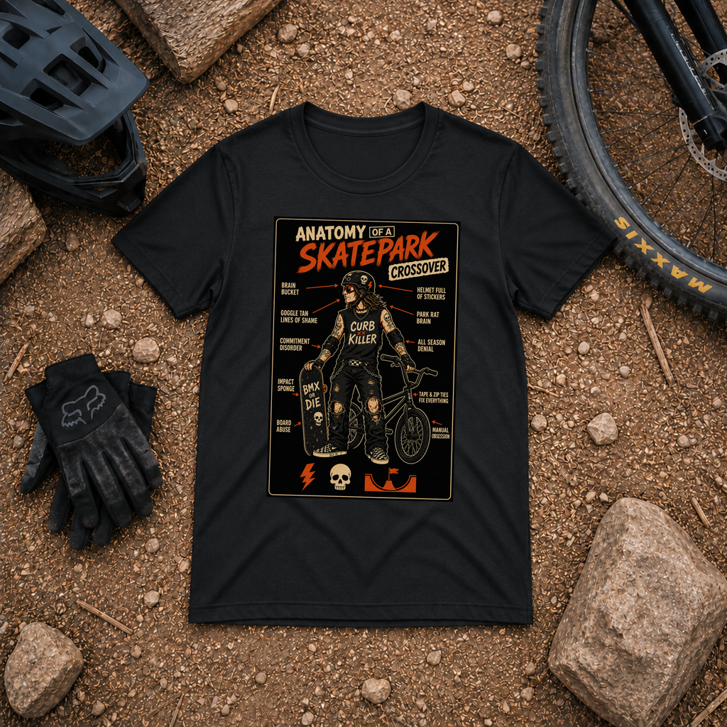 Anatomy of a Skatepark Crossover T-Shirt