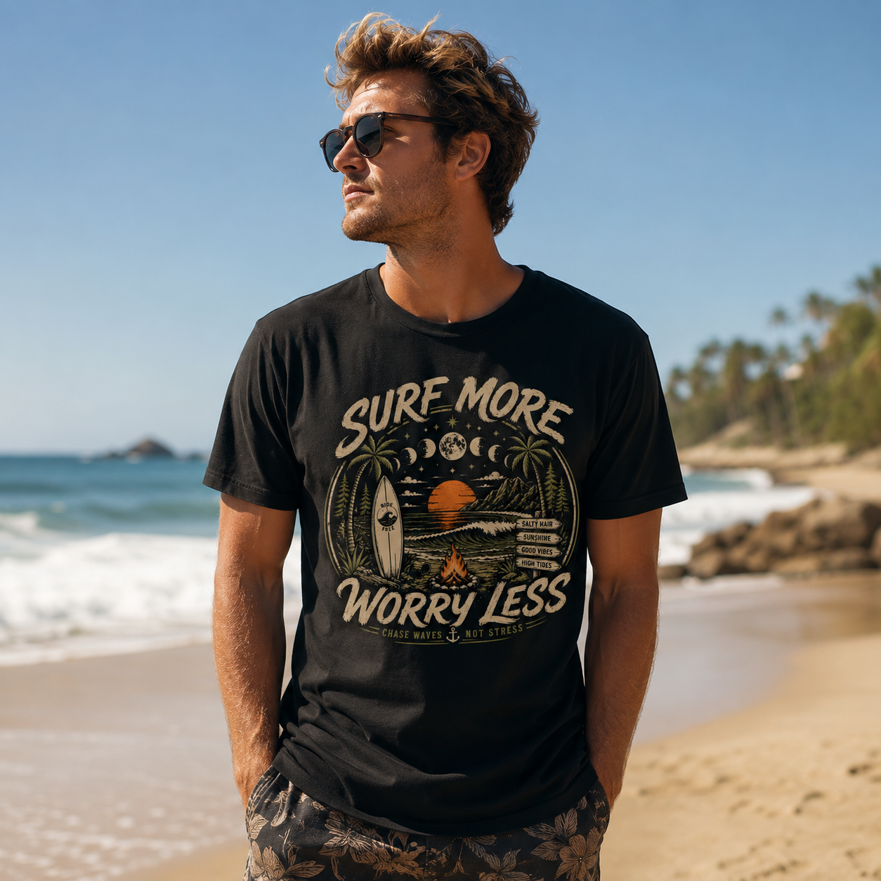 Surf More Worry Less Tee