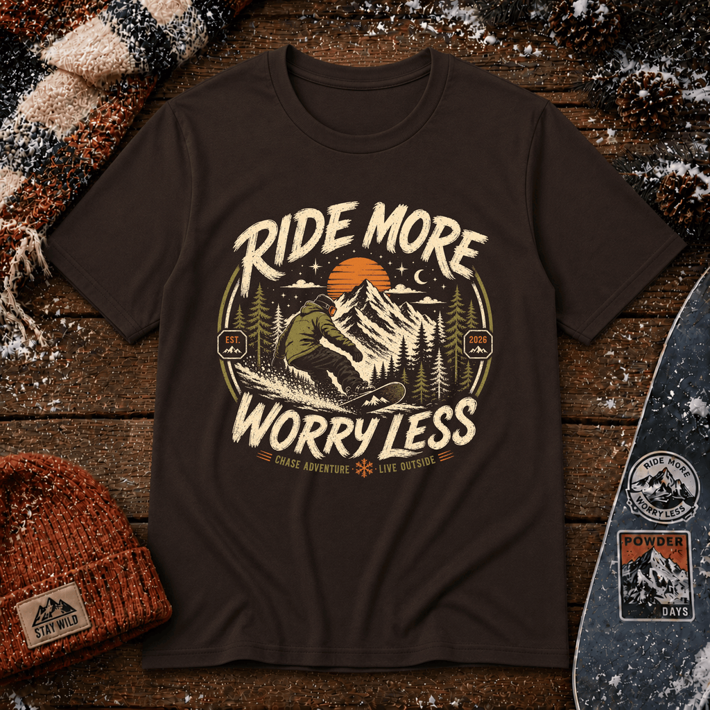 Ride More Worry Less Snowboard T-Shirt