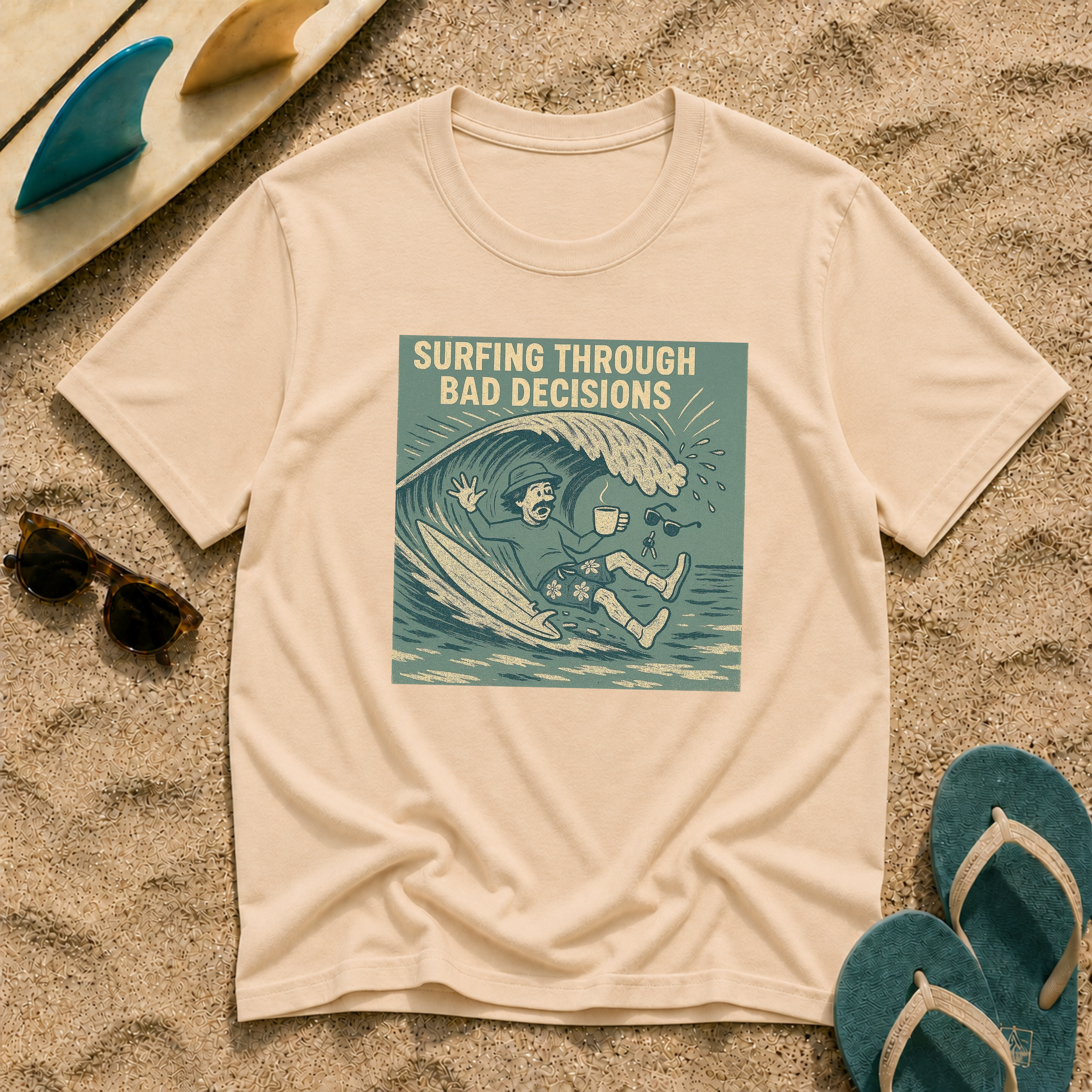Surfing through bad decisions T-Shirt