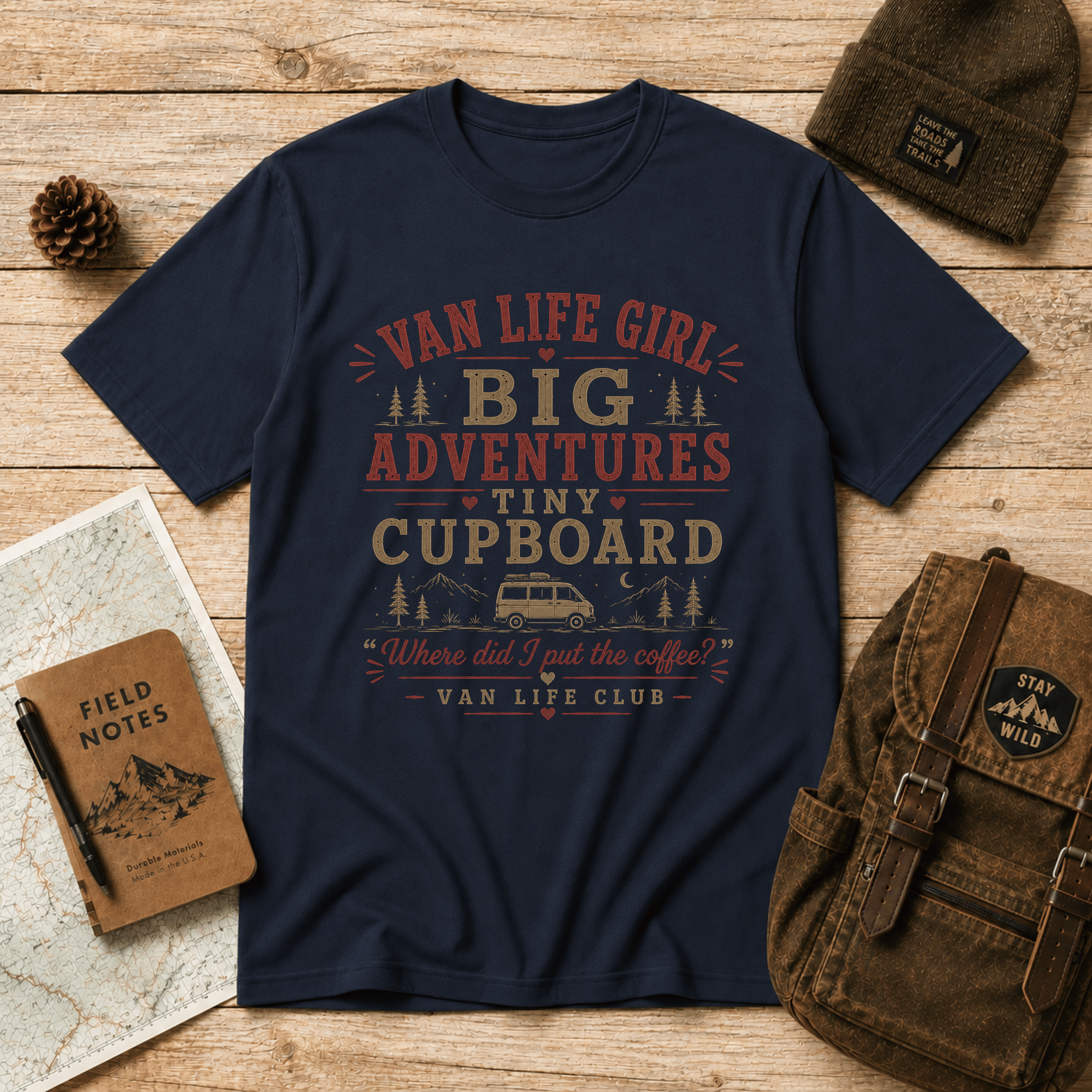 Van life girl, big adventures funny T-Shirt