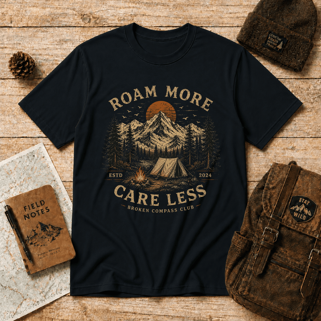 Roam More Care Less T-Shirt