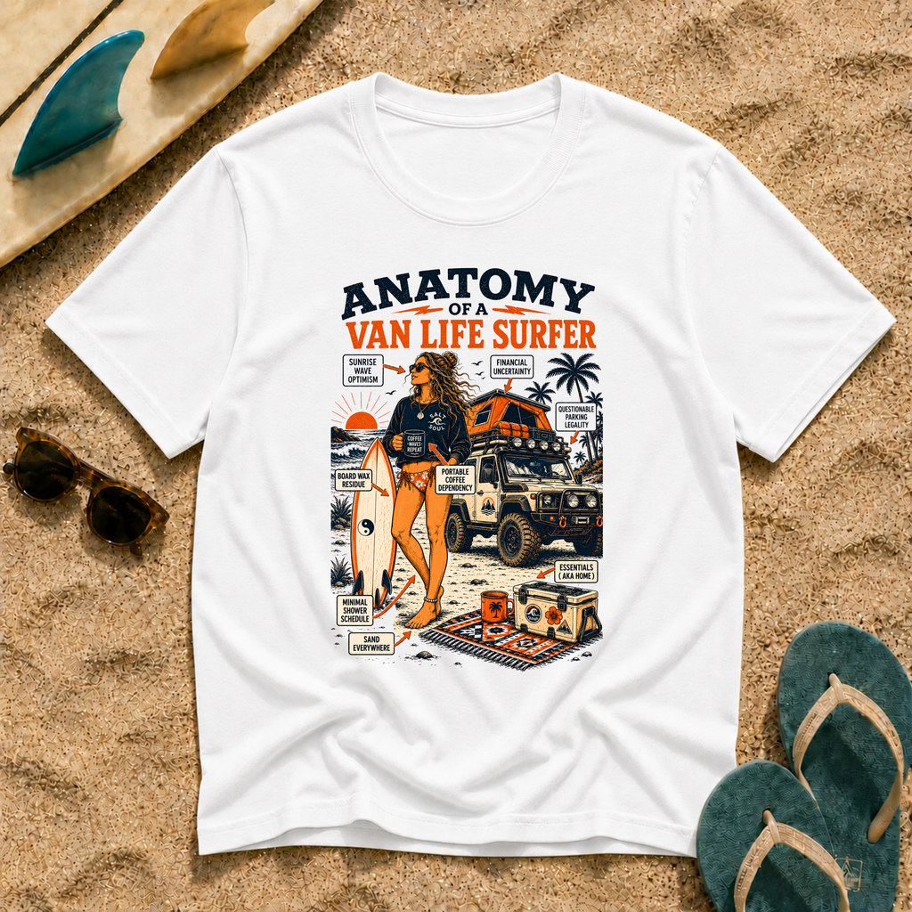 Anatomy of a Female Van Life Surfer T-Shirt
