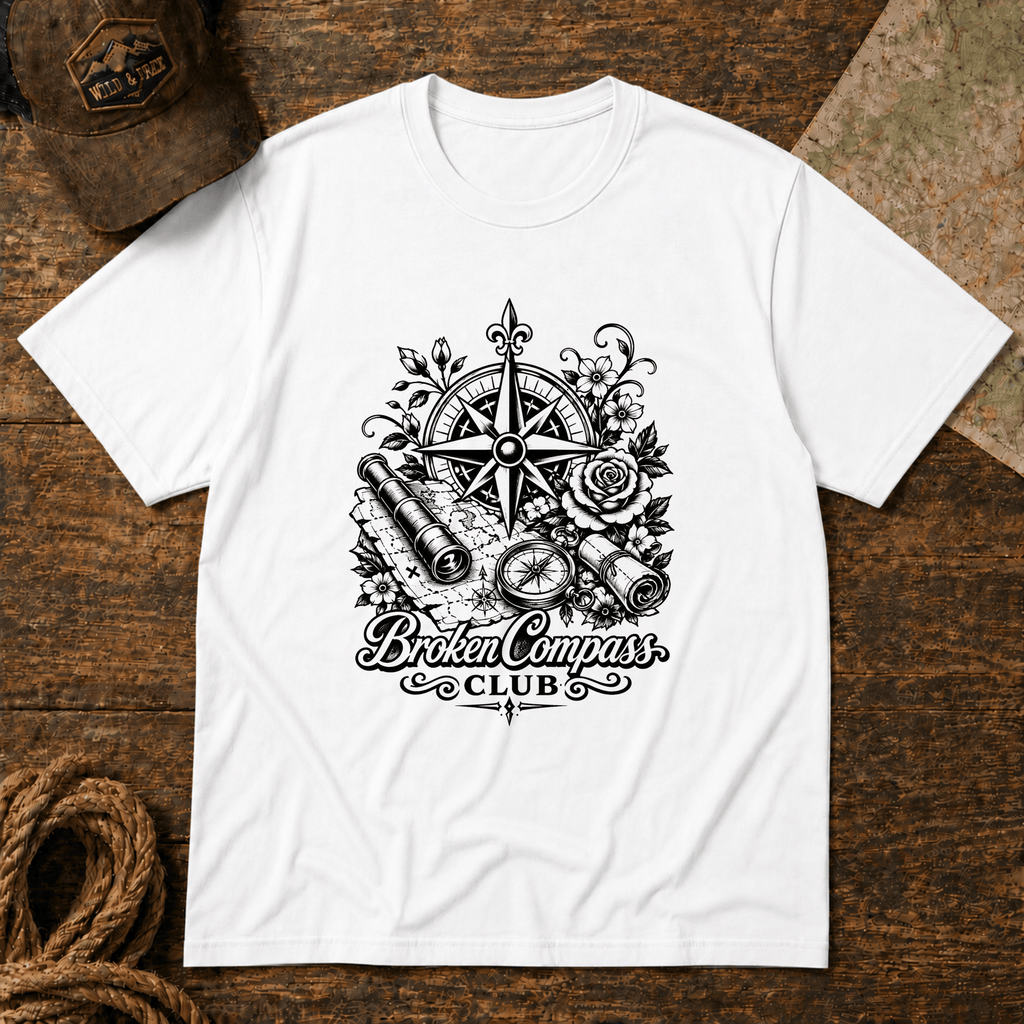 Broken Compass Club Tattoo Style T-Shirt
