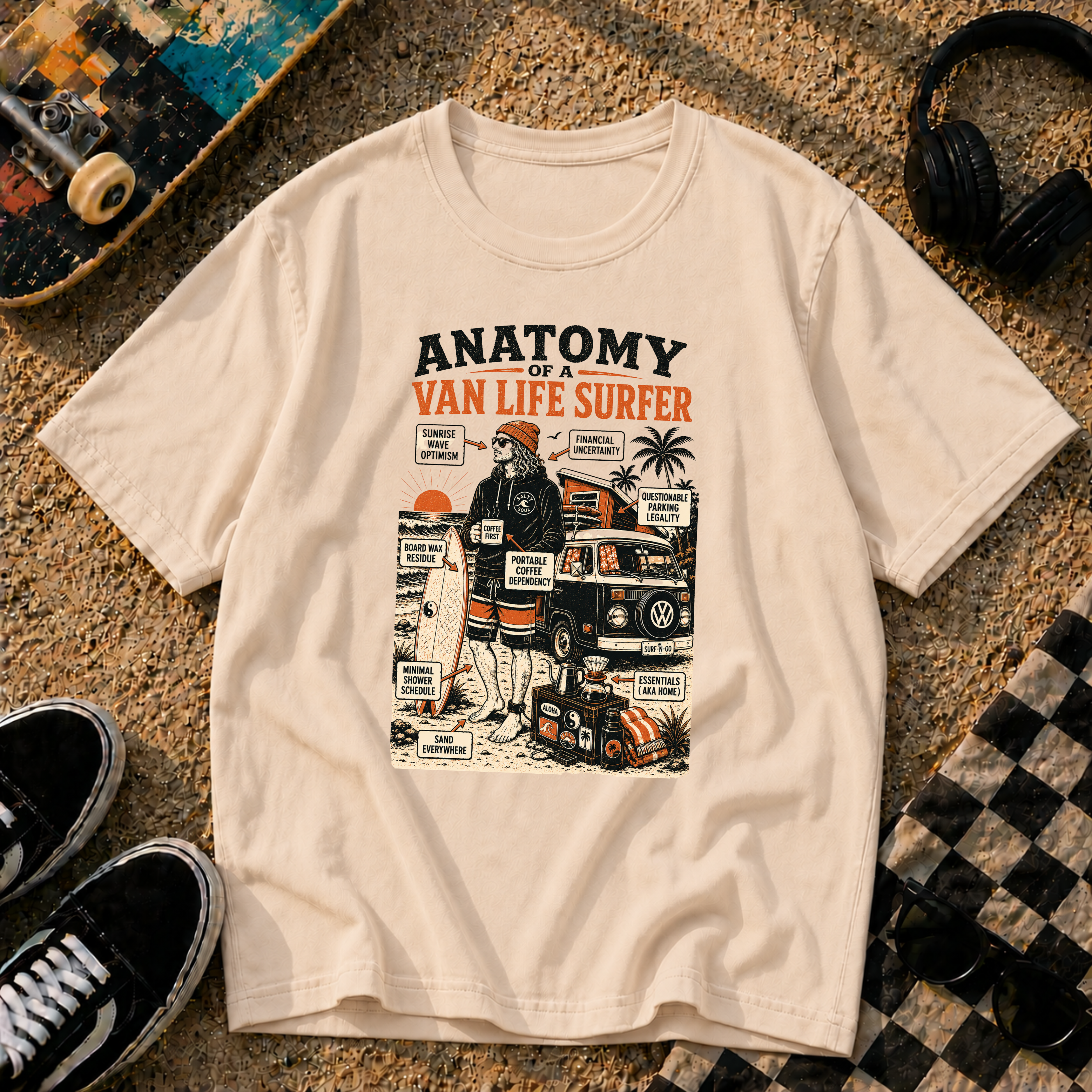 Anatomy of a Van Life Surfer T-Shirt