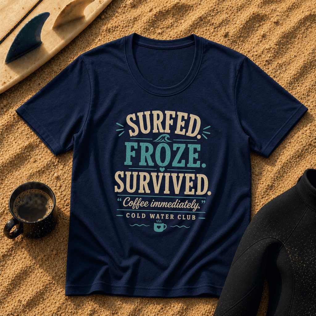 Surfed, froze, survived cold water surf T-Shirt